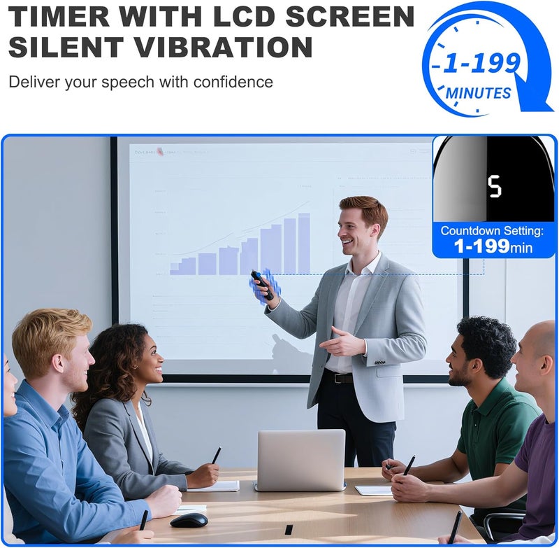 DinoFire USB Type C Presentation Clicker with Battery & Timer Display, Wireless Presenter Remote PowerPoint Clikcer for Mac Computer - Image 3